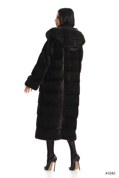 Basic hooded long mink coat - Manakas Frankfurt