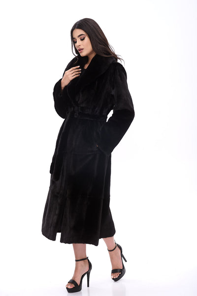Classy long coat with shawl collar