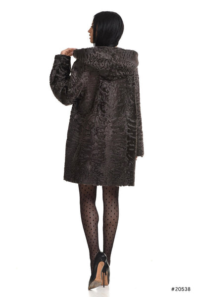 Hooded reversible persian lamb/leather coat - Manakas Frankfurt