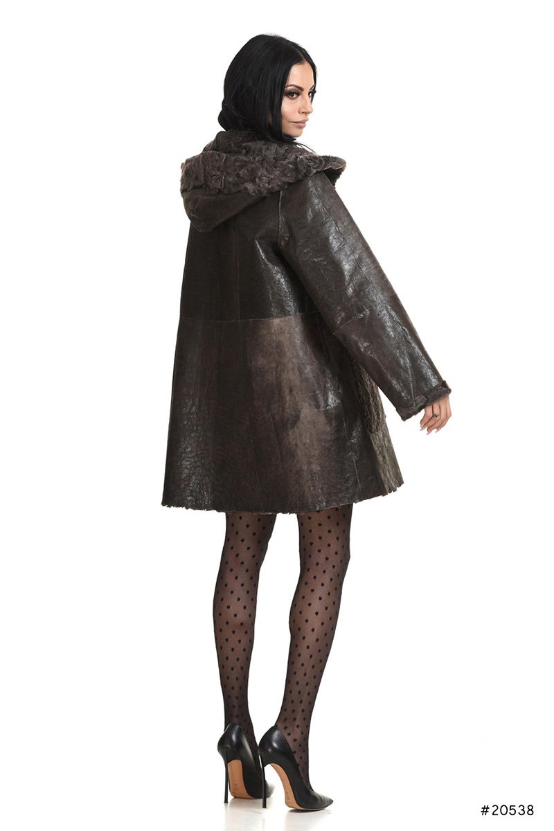 Hooded reversible persian lamb/leather coat - Manakas Frankfurt