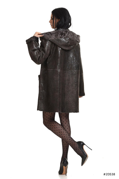 Hooded reversible persian lamb/leather coat - Manakas Frankfurt