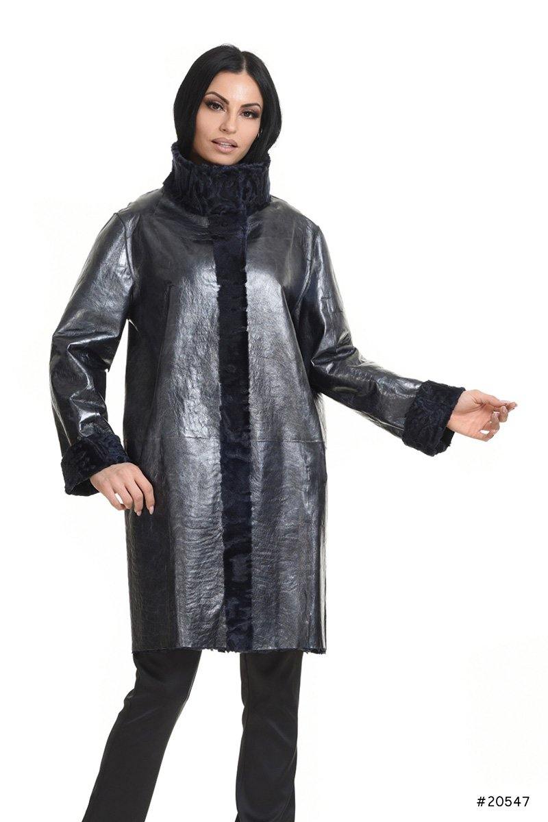 Reversible persian lamb coat with metallic leather - Manakas Frankfurt