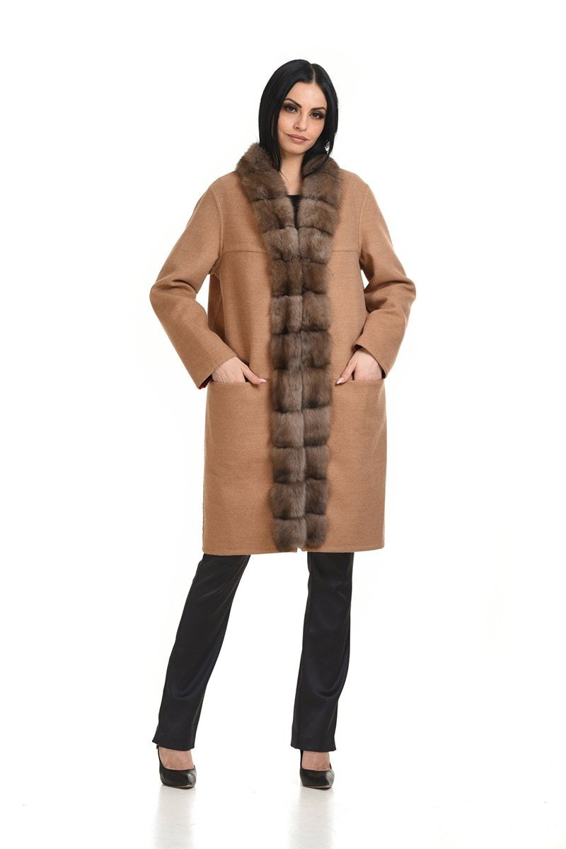 Casual Loro Piana cashmere coat with sable trimming - Manakas Frankfurt