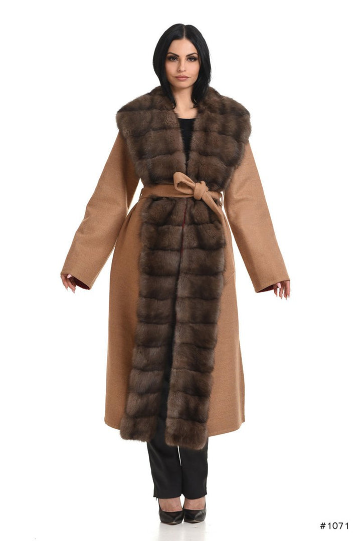 Long Loro Piana cashmere coat with sable - Manakas Frankfurt