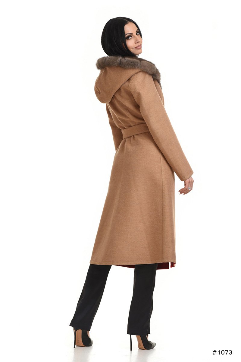 Hooded Loro Piana cashmere coat with sable - Manakas Frankfurt