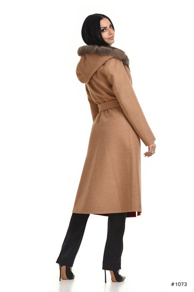 Hooded Loro Piana cashmere coat with sable - Manakas Frankfurt
