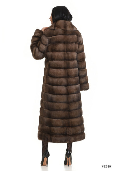 Long sable coat with english collar - Manakas Frankfurt