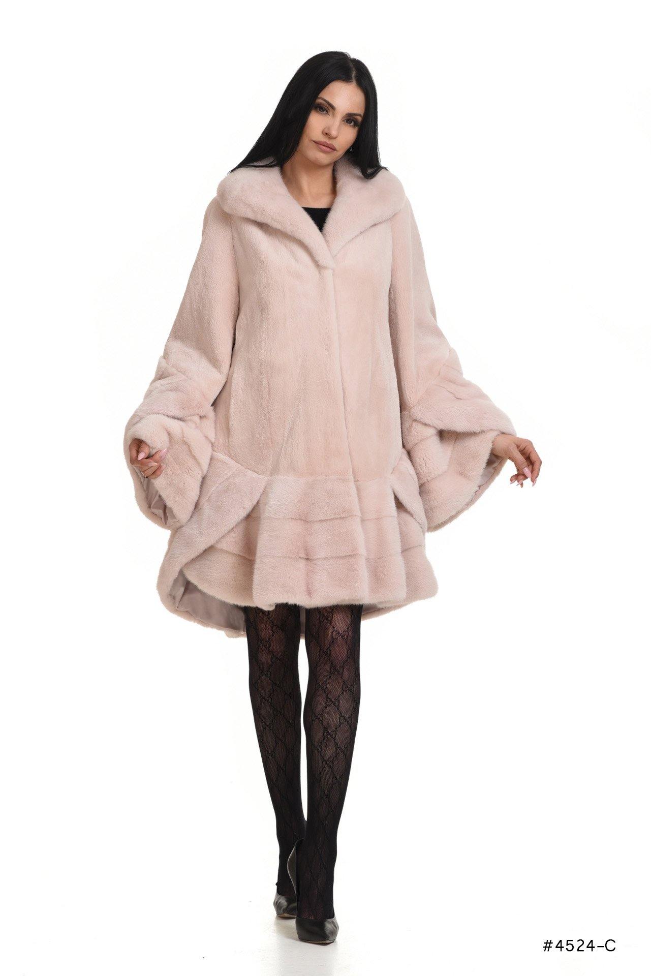 Exclusive classy sheared mink coat with long hair rouches - Manakas Frankfurt