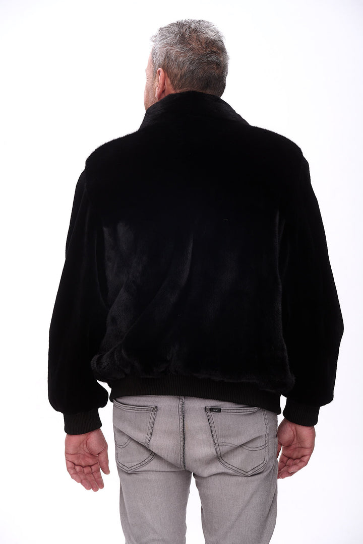 Men's bomber jacket with sheared mink