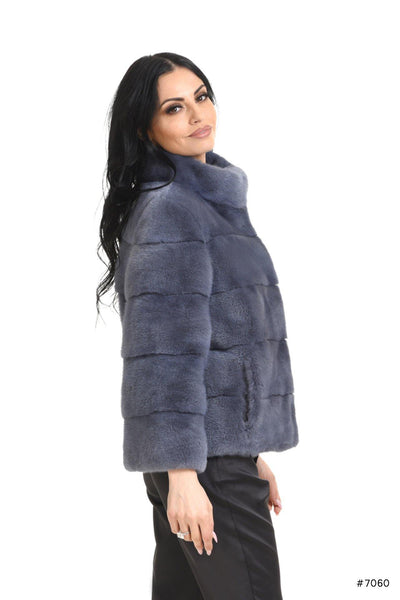 Casual basic reversible mink jacket with stand up collar - Manakas Frankfurt