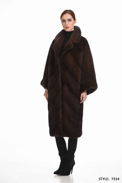 Mink coat with asymmetrical sleeves