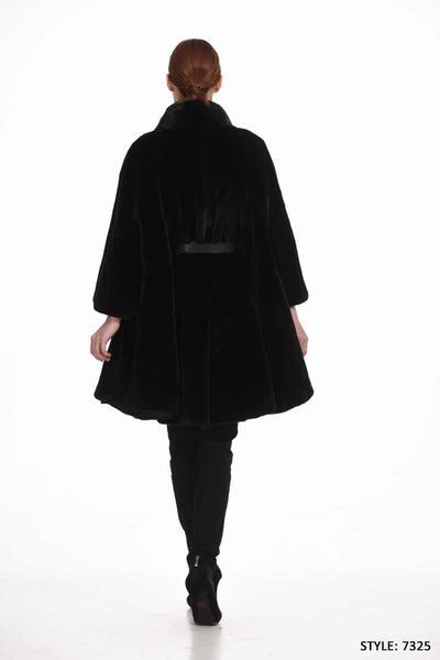 Veste de cape de vison maxi avec ceinture en cuir