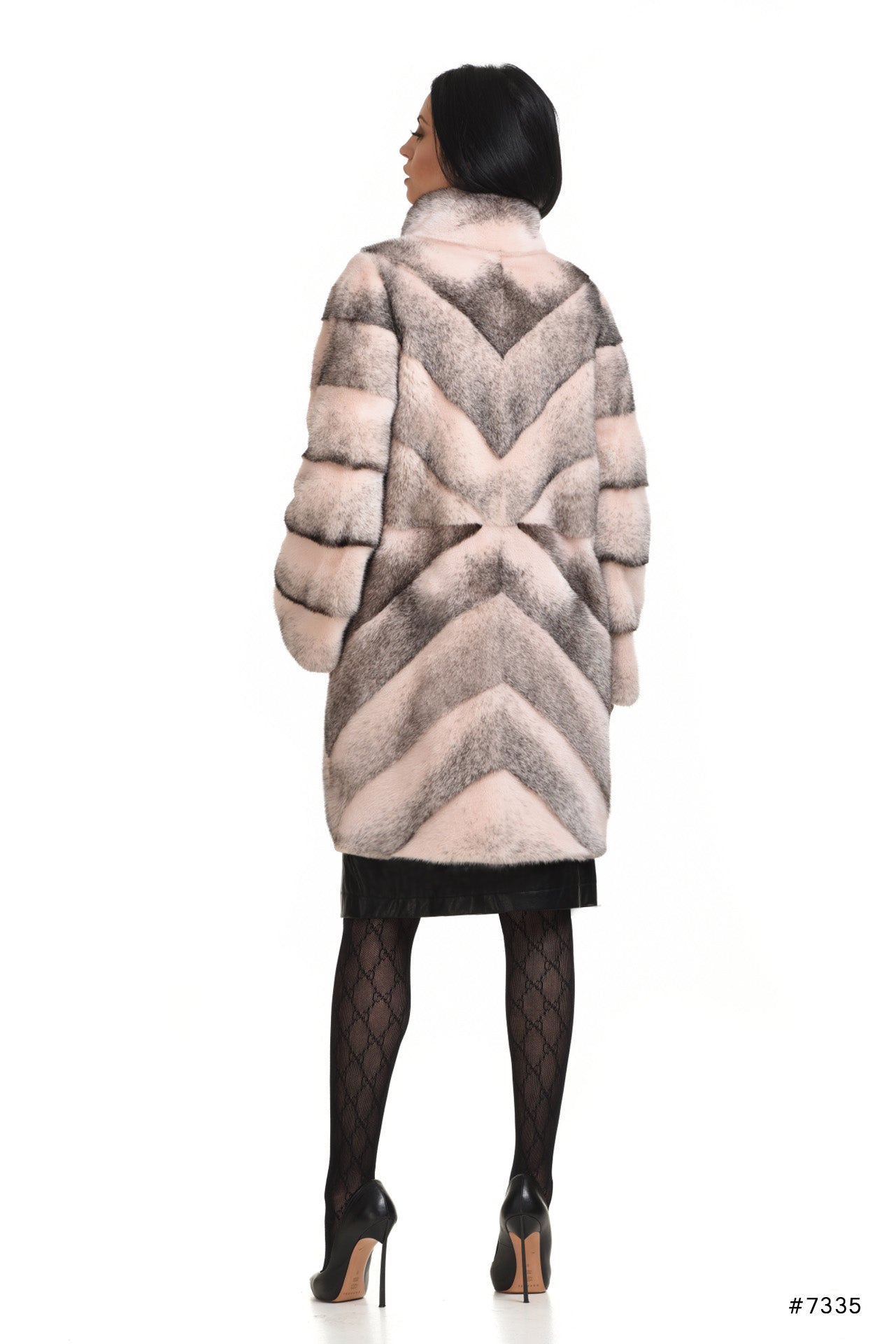 Classy mink coat with stand up collar