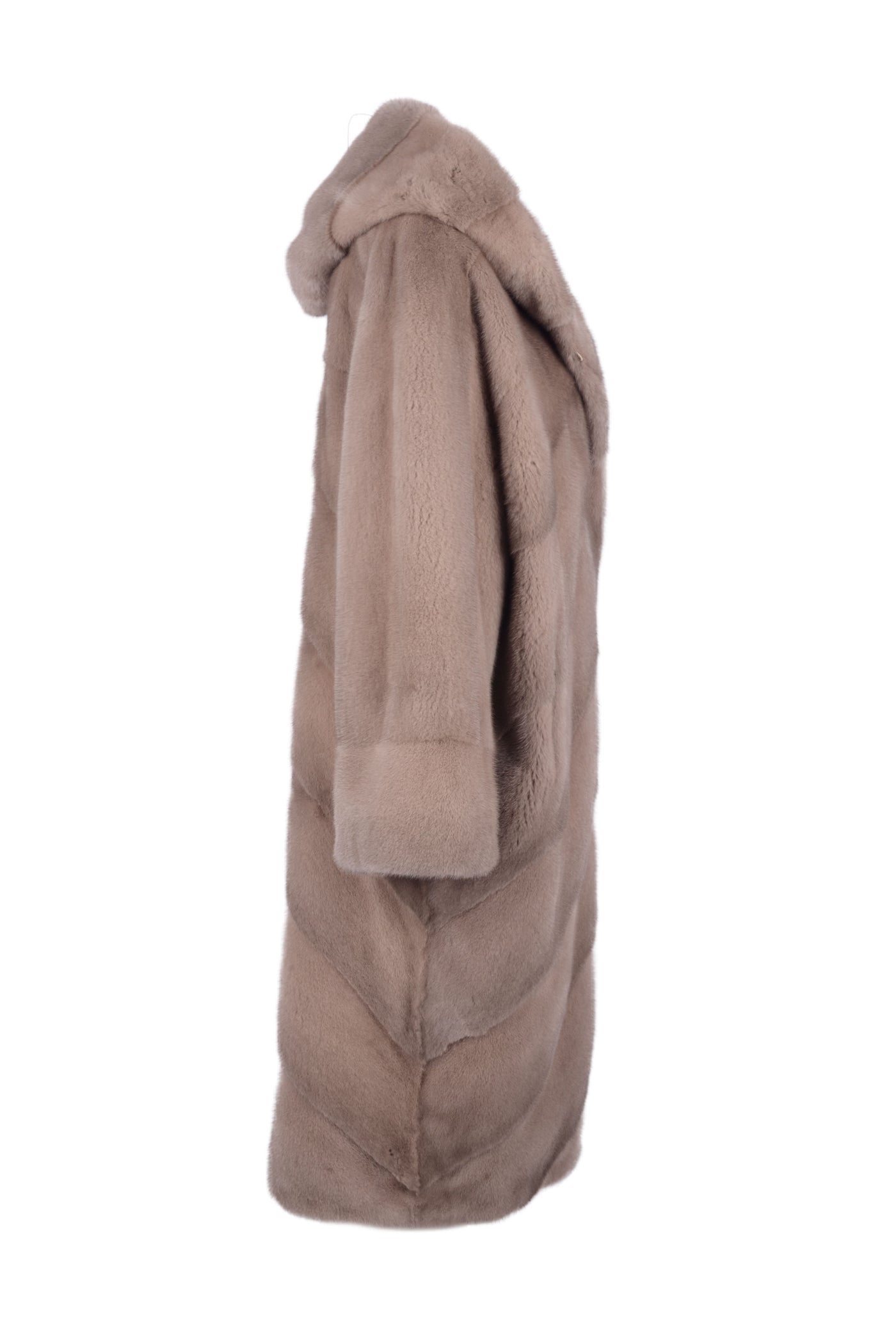 Long classy hooded mink coat