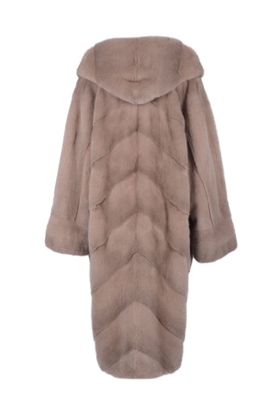 Long classy hooded mink coat