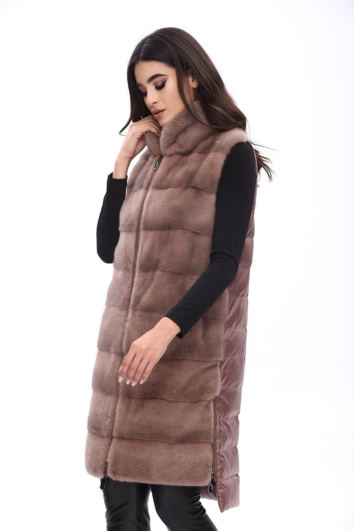 Down coat with mink