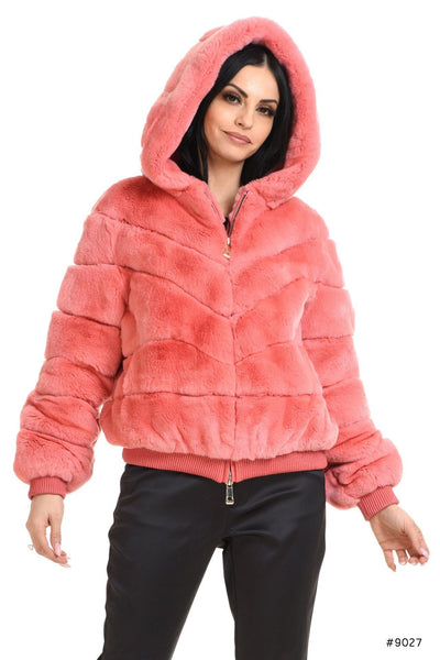 Rex Rabbit fur bomber jacket with hood - Manakas Frankfurt