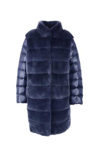 Exclusive down coat with Rex rabbit fur