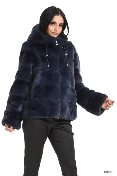 Sportive hooded Rex rabbit jacket - Manakas Frankfurt