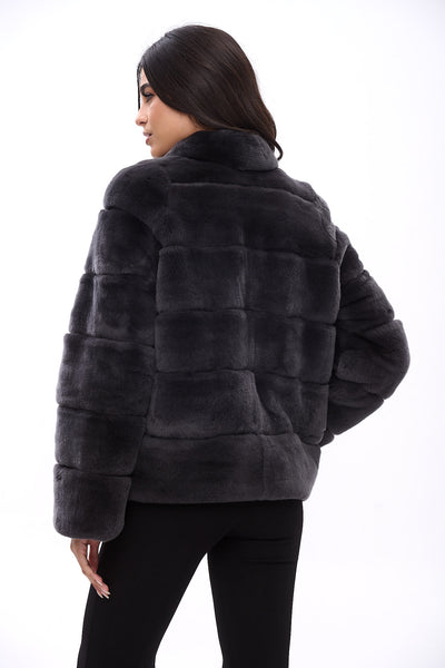 Reversible jacket with Rex rabbit