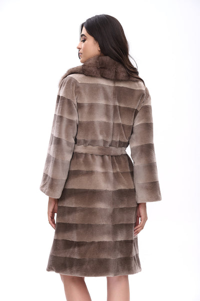 Sheared coat with sable lapels