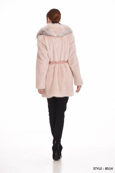Vertical mink jacket with fox collar - Manakas Frankfurt