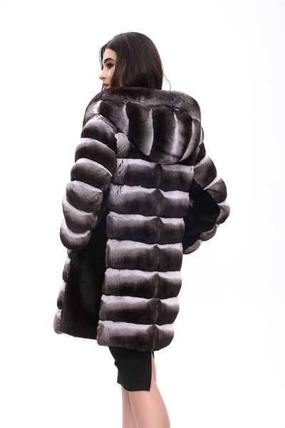 Chinchilla jacket with black mink details