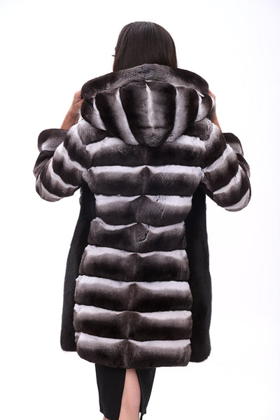 Chinchilla jacket with black mink details