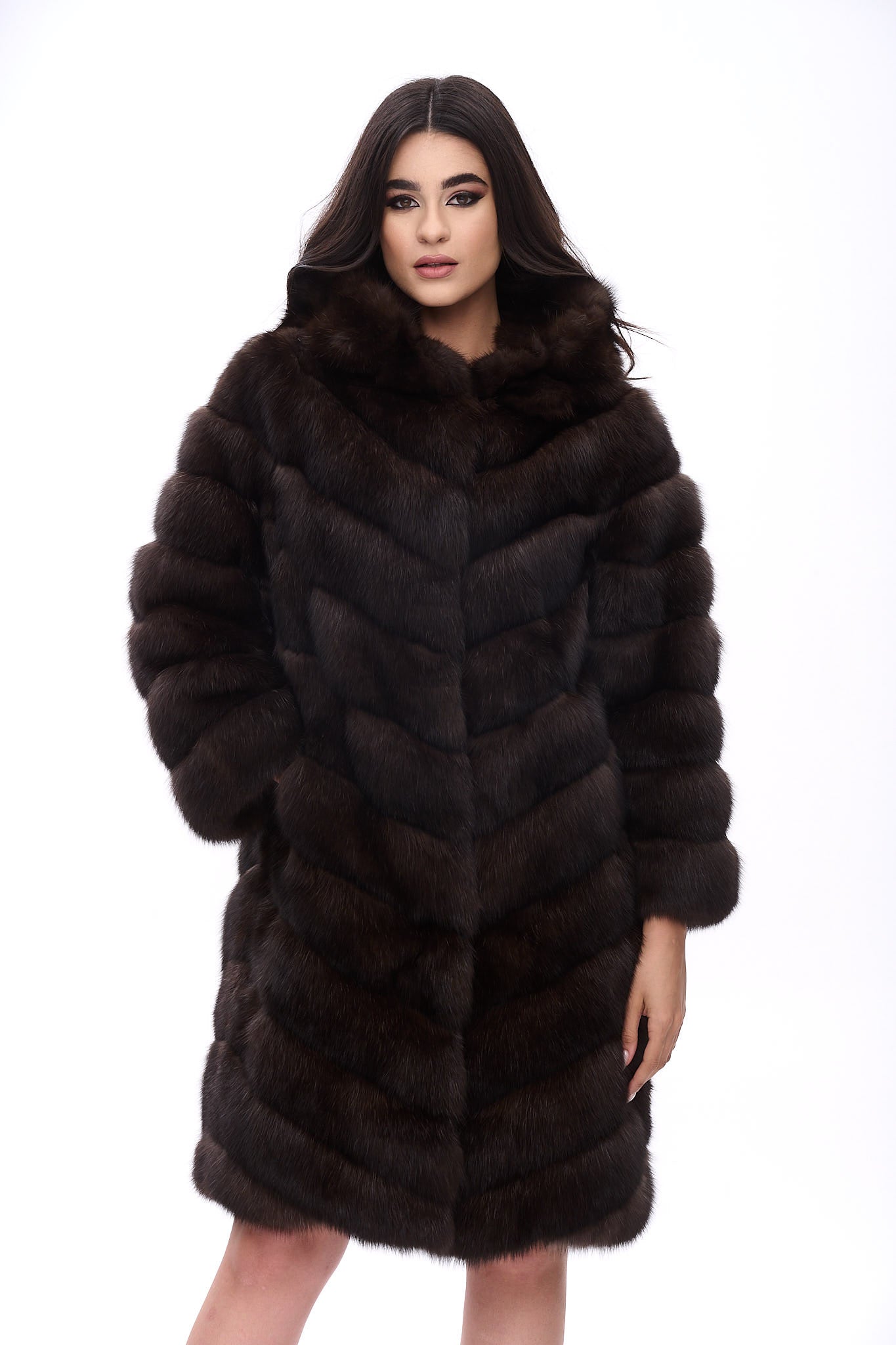 Hooded sable coat
