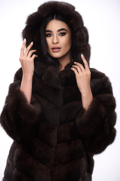 Hooded sable coat
