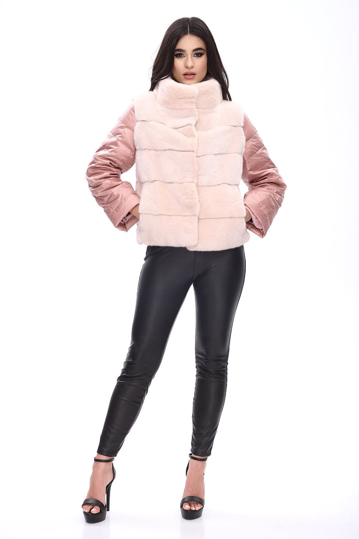 Short down jacket with mink