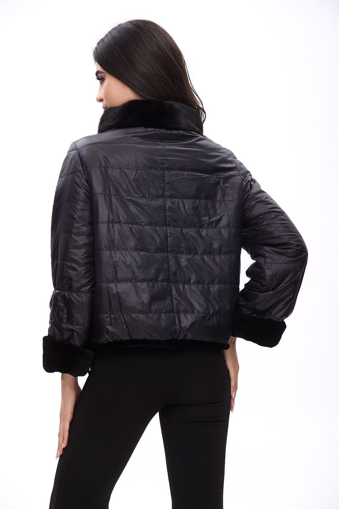 Reversible jacket with stand up collar